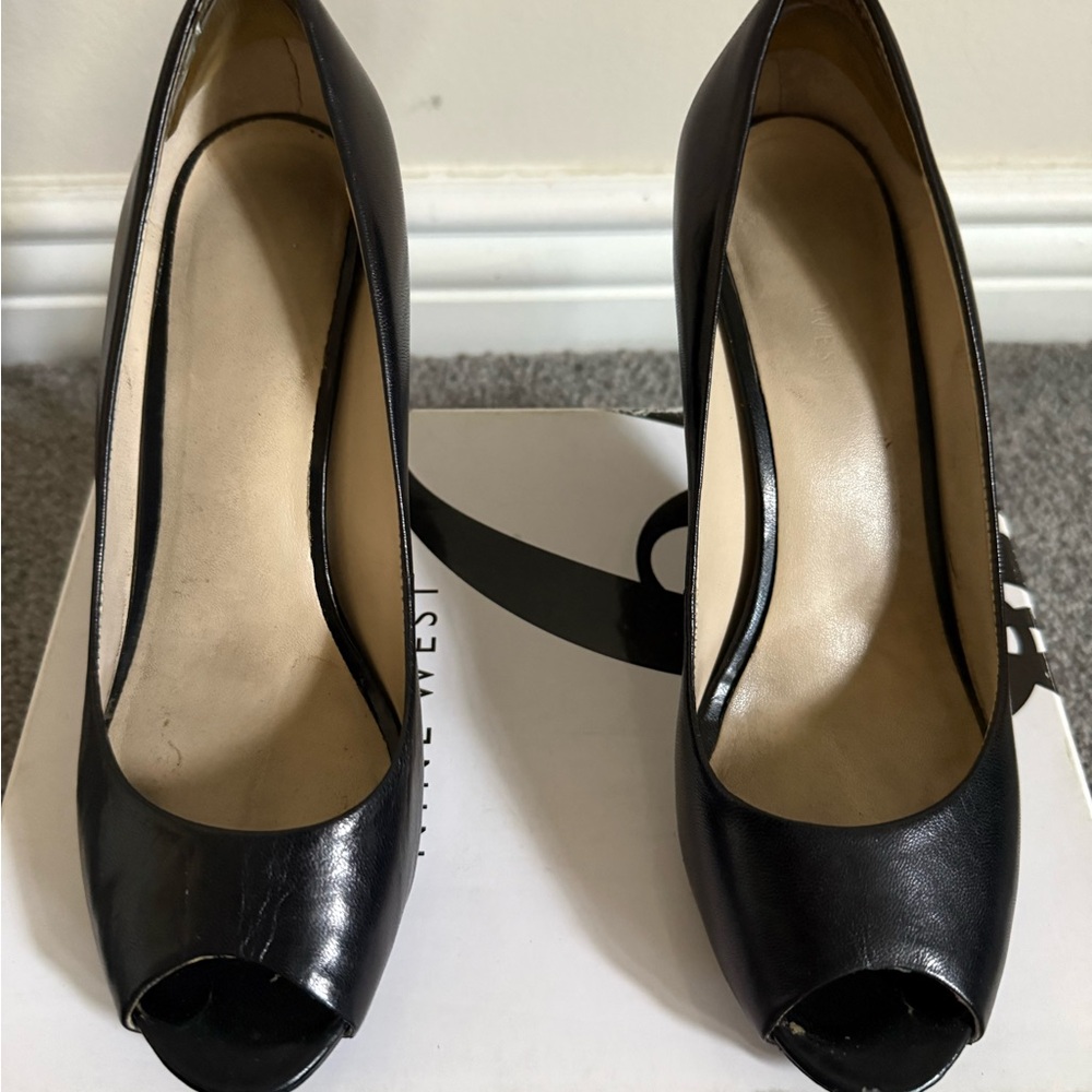 Nine West Classic Black Peep Toe Heels